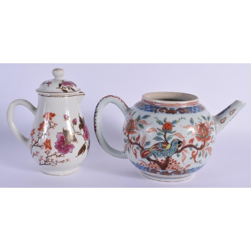 1514 - A RARE 17TH/18TH CENTURY CHINESE FAMILLE VERTE PORCELAIN TEAPOT AND COVER Kangxi, together with tea ... 