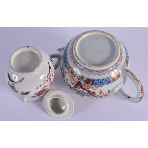 1514 - A RARE 17TH/18TH CENTURY CHINESE FAMILLE VERTE PORCELAIN TEAPOT AND COVER Kangxi, together with tea ... 