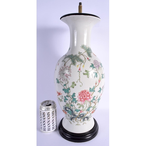 1529 - A LARGE 19TH CENTURY CHINESE FAMILLE ROSE PORCELAIN VASE Guangxu, converted to a lamp. 48 cm high ov... 