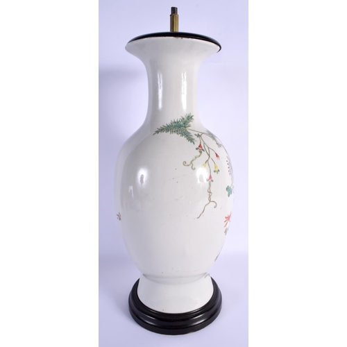 1529 - A LARGE 19TH CENTURY CHINESE FAMILLE ROSE PORCELAIN VASE Guangxu, converted to a lamp. 48 cm high ov... 