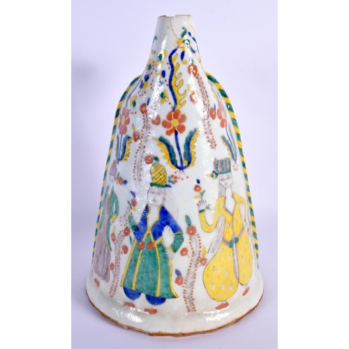 1531 - A LARGE OTTOMAN TURKISH KUTAHYA FAIENCE WATER FLASK painted with figures. 24 cm high.