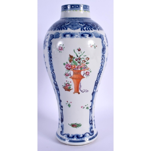 1532 - A LARGE 18TH CENTURY CHINESE EXPORT BLUE AND WHITE BALUSTER VASE Qianlong. 26 cm high.