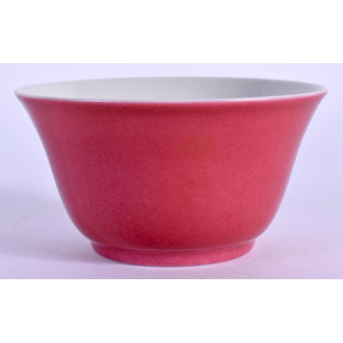 1534 - A FINE CHINESE QING DYNASTY RUBY GROUND PORCELAIN TEABOWL probably Qianlong. 6.5 cm diameter.