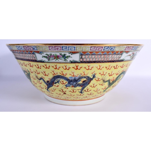 1537 - A LARGE EARLY 20TH CENTURY CHINESE FAMILLE JAUNE PORCELAIN BOWL Guangxu. 38 cm diameter.