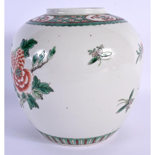 1542 - A 19TH CENTURY CHINESE FAMILLE VERTE GINGER JAR Kangxi style. 19 cm x 12 cm.