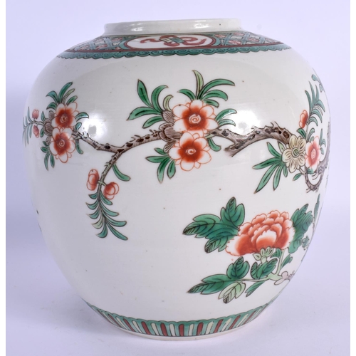 1542 - A 19TH CENTURY CHINESE FAMILLE VERTE GINGER JAR Kangxi style. 19 cm x 12 cm.