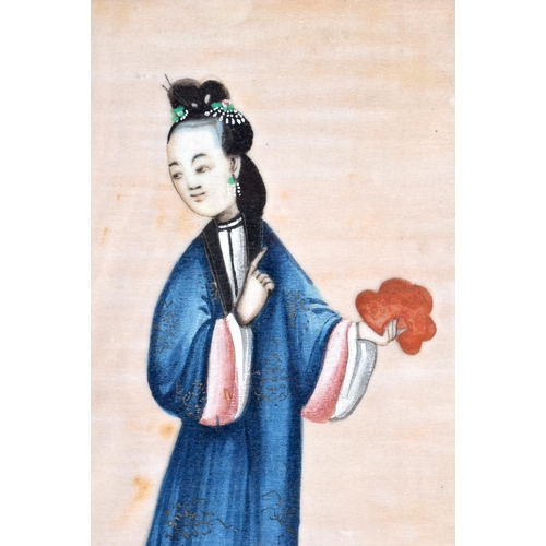 1551 - Chinese School (19th Century) Pith, Watercolours, Figures. 22 cm x 14 cm.