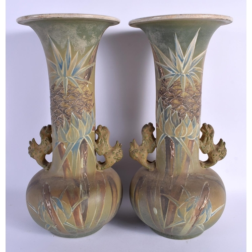 1556 - A VERY LARGE PAIR OF 19TH CENTURY JAPANESE MEIJI PERIOD SATSUMA VASES together with imari planter et... 