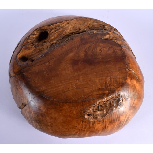 1561 - A LOVELY LARGE EARLY 20TH CENTURY JAPANESE MEIJI PERIOD CARVED ROOTWOOD BOWL of naturalistic form. 3... 