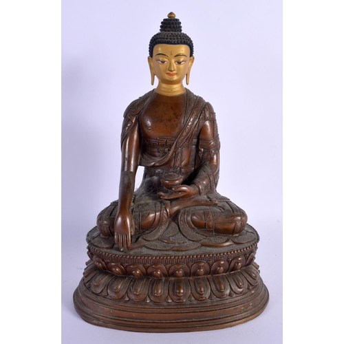 1564 - A RARE EARLY 20TH CENTURY CHINESE SINO TIBETAN BRONZE FIGURE OF A BUDDHA inscribed with scripture. 2... 