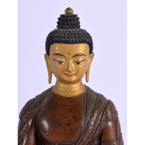 1564 - A RARE EARLY 20TH CENTURY CHINESE SINO TIBETAN BRONZE FIGURE OF A BUDDHA inscribed with scripture. 2... 