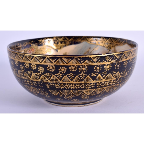 1570 - A LATE 19TH CENTURY JAPANESE MEIJI PERIOD SATSUMA BOWL painted with birds and landscapes. 15 cm diam... 