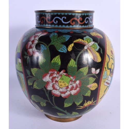 1574 - A LARGE LATE 19TH CENTURY CHINESE CLOISONNE GINGER JAR AND COVER decorated with precious objects. 22... 