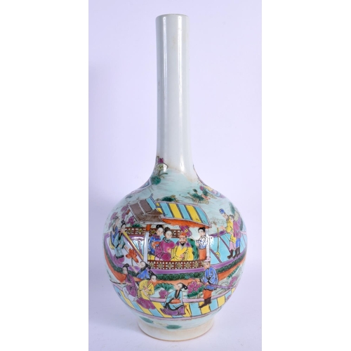 1577 - A CHINESE FAMILLE ROSE BOTTLE NECK VASE 20th Century. 28 cm high.