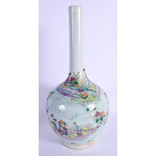 1577 - A CHINESE FAMILLE ROSE BOTTLE NECK VASE 20th Century. 28 cm high.