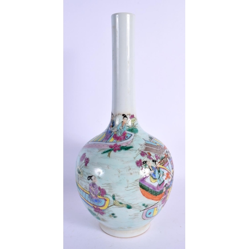 1577 - A CHINESE FAMILLE ROSE BOTTLE NECK VASE 20th Century. 28 cm high.