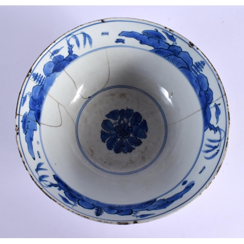 1595 - A VERY RARE 15TH CENTURY CHINESE BLUE AND WHITE PORCELAIN BOWL Chenghua mark and period, painted wit... 