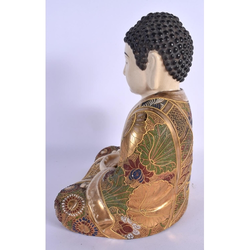 1626 - AN EARLY 20TH CENTURY JAPANESE MEIJI PERIOD SATSUMA FIGURE embellished with flowers. 27 cm x 15 cm.