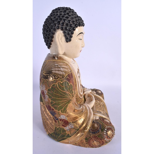 1626 - AN EARLY 20TH CENTURY JAPANESE MEIJI PERIOD SATSUMA FIGURE embellished with flowers. 27 cm x 15 cm.