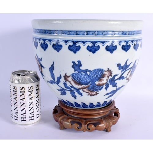 1638 - A LATE 19TH CENTURY CHINESE BLUE AND WHITE PORCELAIN BOWL decorated with pomegranate. 24 cm x 19 cm.... 