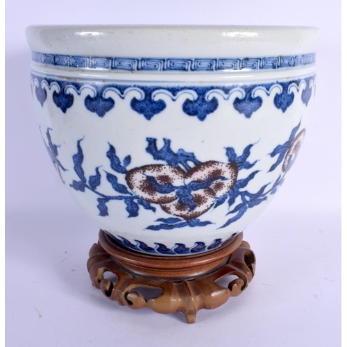 1638 - A LATE 19TH CENTURY CHINESE BLUE AND WHITE PORCELAIN BOWL decorated with pomegranate. 24 cm x 19 cm.... 