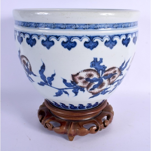 1638 - A LATE 19TH CENTURY CHINESE BLUE AND WHITE PORCELAIN BOWL decorated with pomegranate. 24 cm x 19 cm.... 