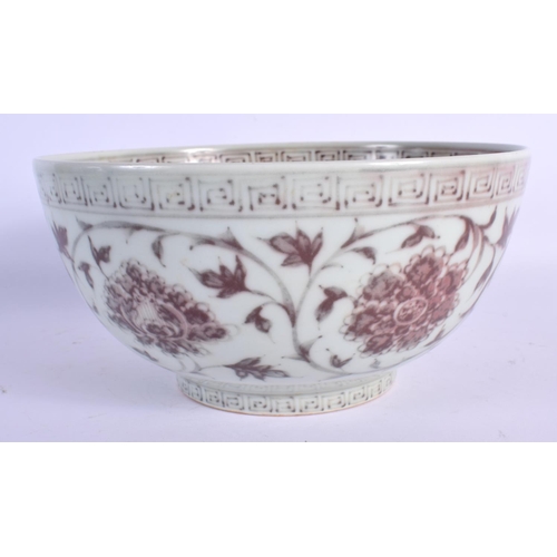 1649 - A 19TH CENTURY CHINESE IRON RED GLAZED PORCELAIN BOWL Ming style. 19 cm diameter.