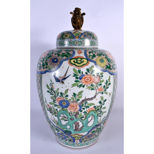 1655 - A LARGE 19TH CENTURY FRENCH SAMSONS OF PARIS FAMILLE VERTE GINGER JAR AND COVER Chinese Export manne... 