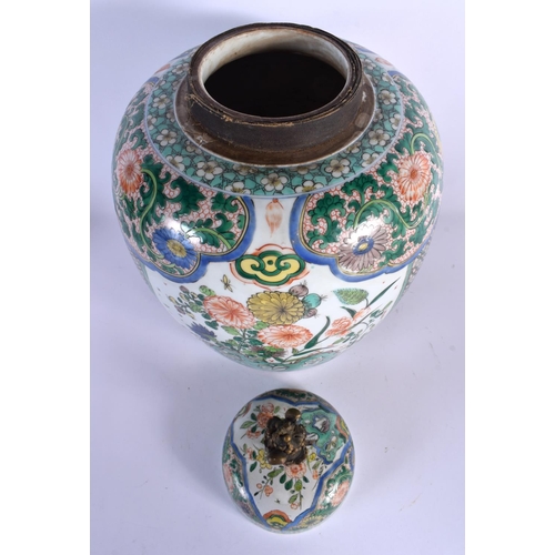 1655 - A LARGE 19TH CENTURY FRENCH SAMSONS OF PARIS FAMILLE VERTE GINGER JAR AND COVER Chinese Export manne... 