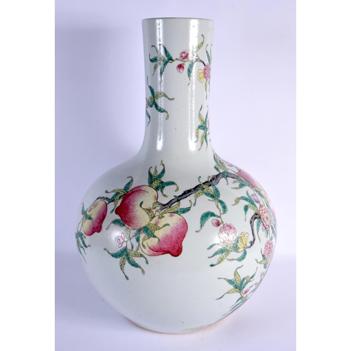 1661 - A VERY LARGE EARLY 20TH CENTURY CHINESE FAMILLE ROSE PORCELAIN PEACH VASE Guangxu, bearing Qianlong ... 