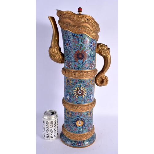 1670 - A RARE LARGE EARLY 20TH CENTURY CHINESE CLOISONNE ENAMEL EWER AND COVER Late Qing/Republic. 52 cm x ... 