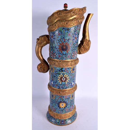 1670 - A RARE LARGE EARLY 20TH CENTURY CHINESE CLOISONNE ENAMEL EWER AND COVER Late Qing/Republic. 52 cm x ... 