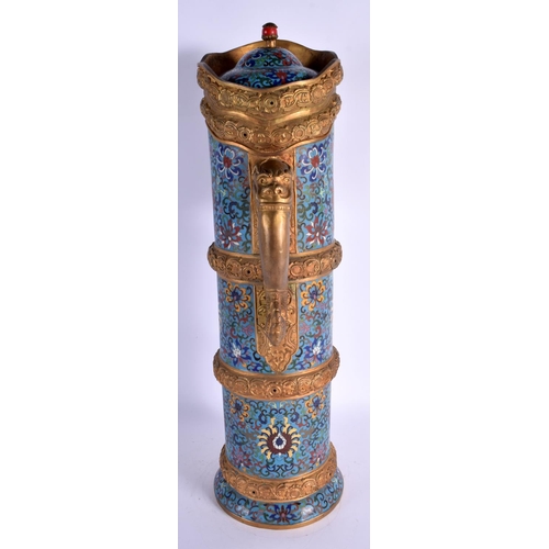 1670 - A RARE LARGE EARLY 20TH CENTURY CHINESE CLOISONNE ENAMEL EWER AND COVER Late Qing/Republic. 52 cm x ... 