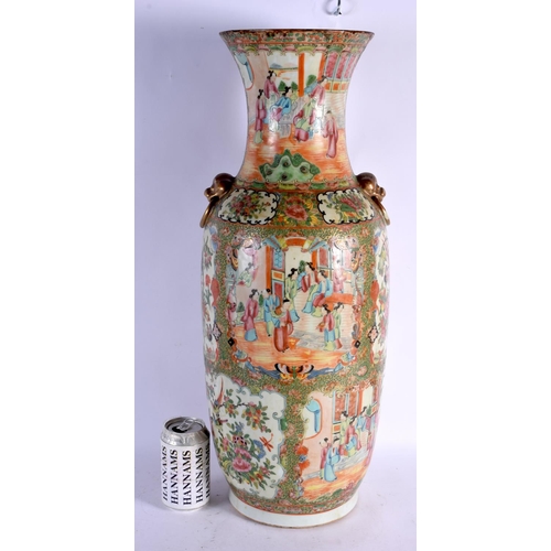 1688 - A LARGE 19TH CENTURY CHINESE FAMILLE ROSE CANTON PORCELAIN VASE Qing. 58 cm x 12 cm.