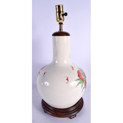 1695 - A CHINESE PORCELAIN POMEGRANATE VASE converted to a lamp. 46 cm high overall.