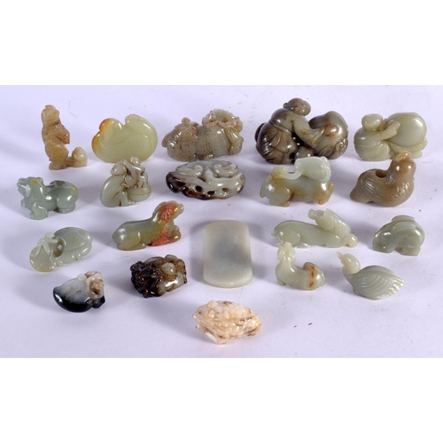 1697 - A GROUP OF TWENTY CHINESE CARVED JADE ANIMALS AND PLAQUES 20th Century, in various forms and sizes. ... 