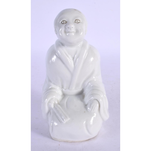 1704 - A 19TH CENTURY JAPANESE MEIJI PERIOD BLANC DE CHINE PORCELAIN FIGURE. 13 cm high.