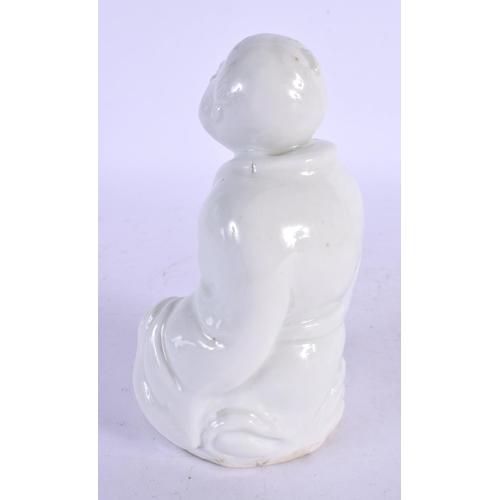 1704 - A 19TH CENTURY JAPANESE MEIJI PERIOD BLANC DE CHINE PORCELAIN FIGURE. 13 cm high.