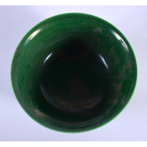 1728 - A CHINESE GREEN GLAZED PORCELAIN DRAGON BOWL 20th Century. 14 cm diameter.