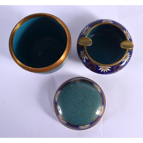 1747 - A LATE 19TH CENTURY CHINESE CLOISONNE ENAMEL DESK SET Qing. Largest 27 cm wide. (3)