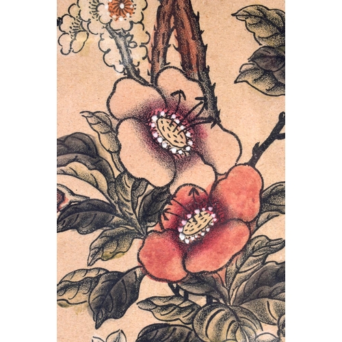 1750 - Chinese School (C1910) Pair, Watercolours, Flowers. 128 cm x 32 cm.