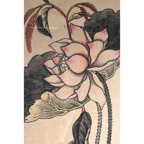 1750 - Chinese School (C1910) Pair, Watercolours, Flowers. 128 cm x 32 cm.