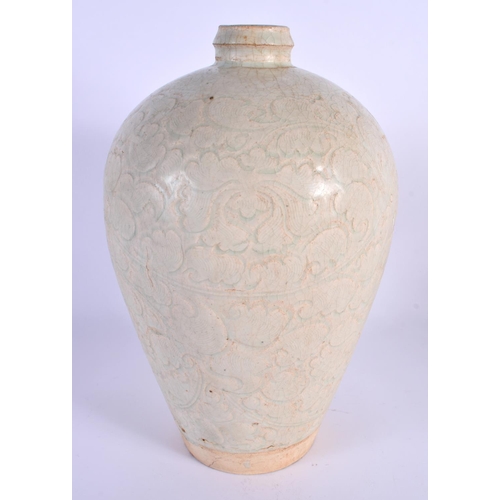 1755 - A RARE LARGE CHINESE QINGBAI GLAZED POTTERY VASE Sung Dynasty, finely potted and decorated all over ... 