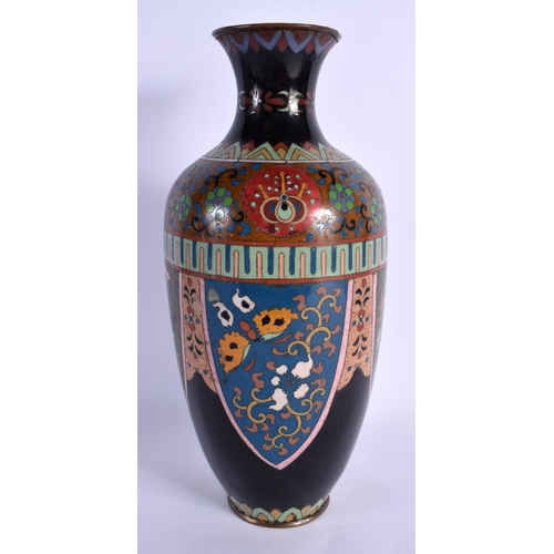 1758 - A LARGE EARLY 20TH CENTURY JAPANESE MEIJI PERIOD CLOISONNE ENAMEL VASE decorated with birds. 34 cm h... 