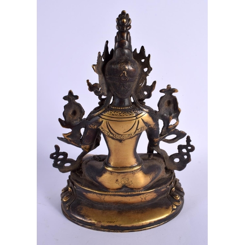 1766 - A CHINESE TIBETAN JEWELLED BRONZE BUDDHA 20th Century. 24 cm x 13 cm.