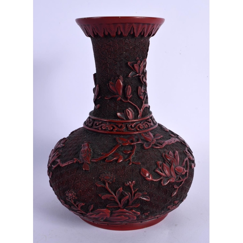 1783 - AN EARLY 20TH CENTURY CHINESE CARVED RED LACQUER VASE Late Qing/Republic. 18 cm x 12 cm.