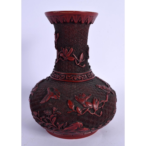 1783 - AN EARLY 20TH CENTURY CHINESE CARVED RED LACQUER VASE Late Qing/Republic. 18 cm x 12 cm.