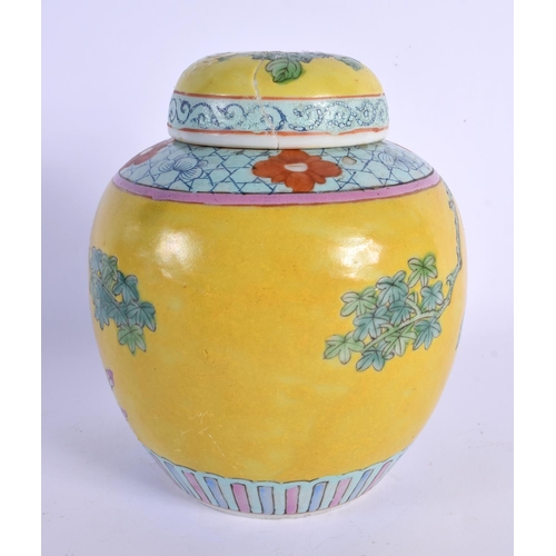 1784 - AN EARLY 20TH CENTURY CHINESE FAMILLE JAUNE STRAITS GINGER JAR AND COVER Late Qing/Republic. 15 cm x... 