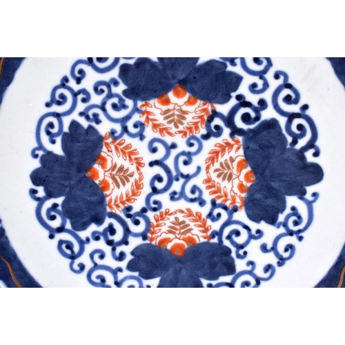 1807 - A LARGE 19TH CENTURY JAPANESE MEIJI PERIOD IMARI FLUTED PORCELAIN DISH painted with flowers. 45 cm w... 