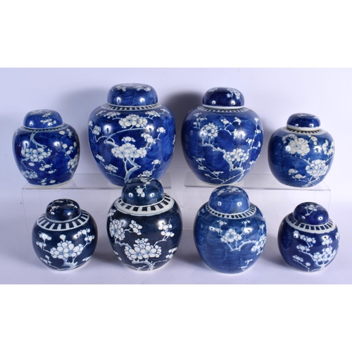 1808 - A COLLECTION OF CHINESE QING DYNASTY BLUE AND WHITE PORCELAIN GINGER JARS AND COVERS in various form... 